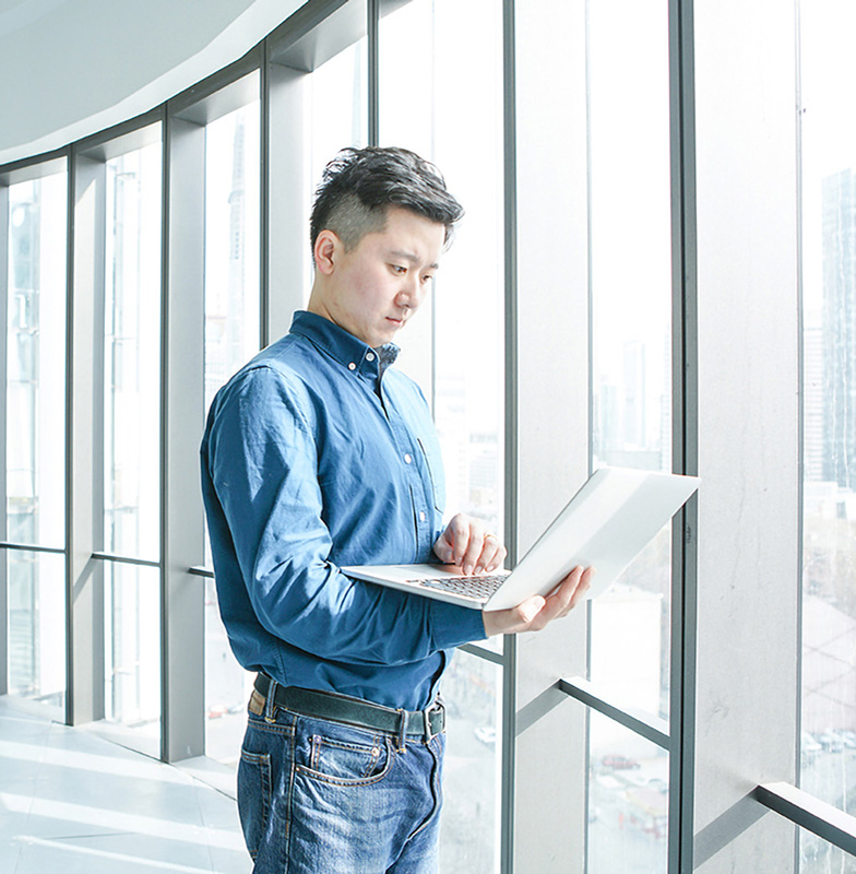 Man working on laptop